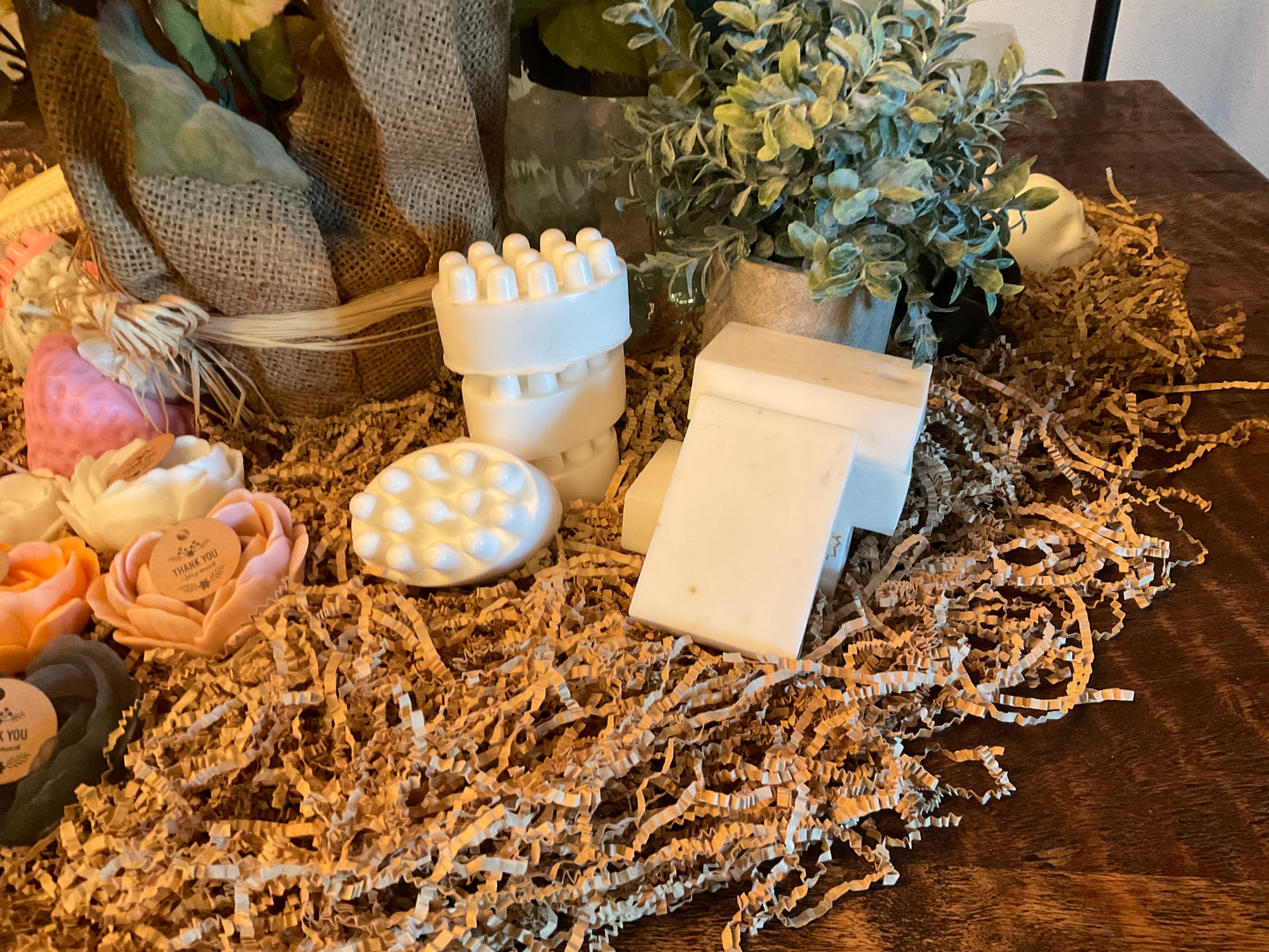 Tallow Soap Gift Set – Unscented Natural Bars with Bamboo Rack & Bag (Set of 2)