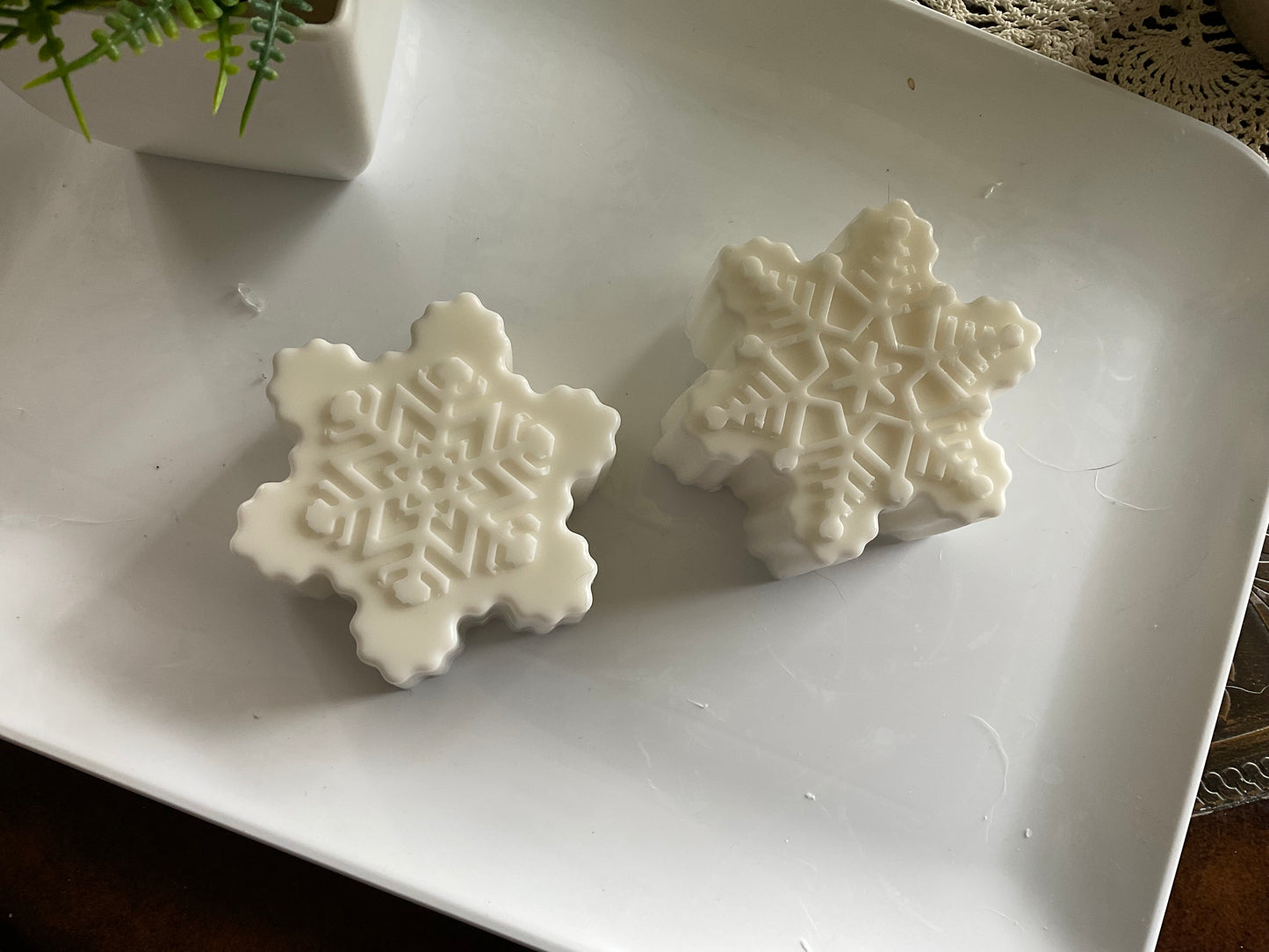 Winter Snowflake Soap Set – Handmade Triple Butter Bars (Seasonal Gift)