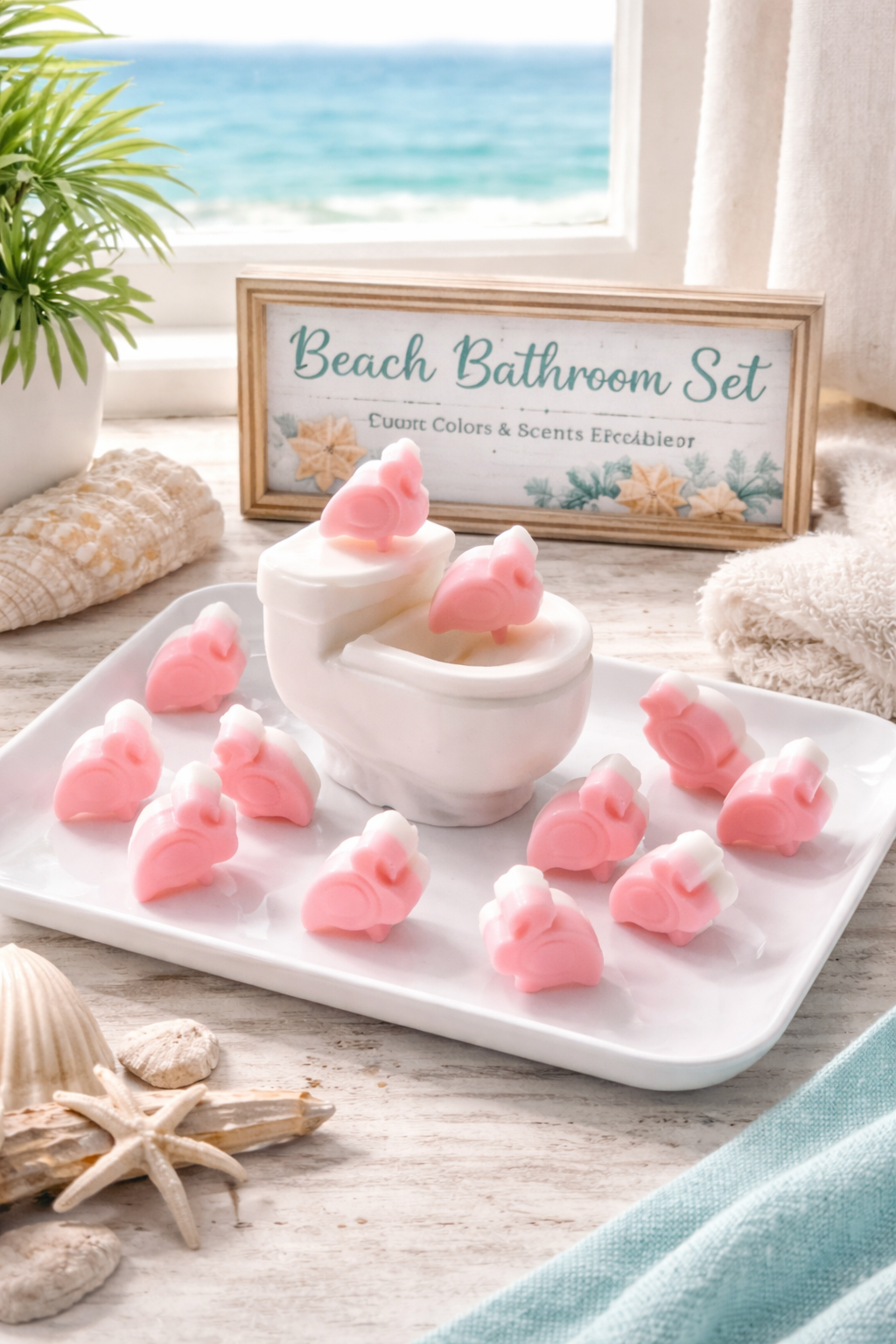 Flamingo Soap Set – Goat Milk Guest Bathroom Soap (Coastal Beach Novelty Gift)