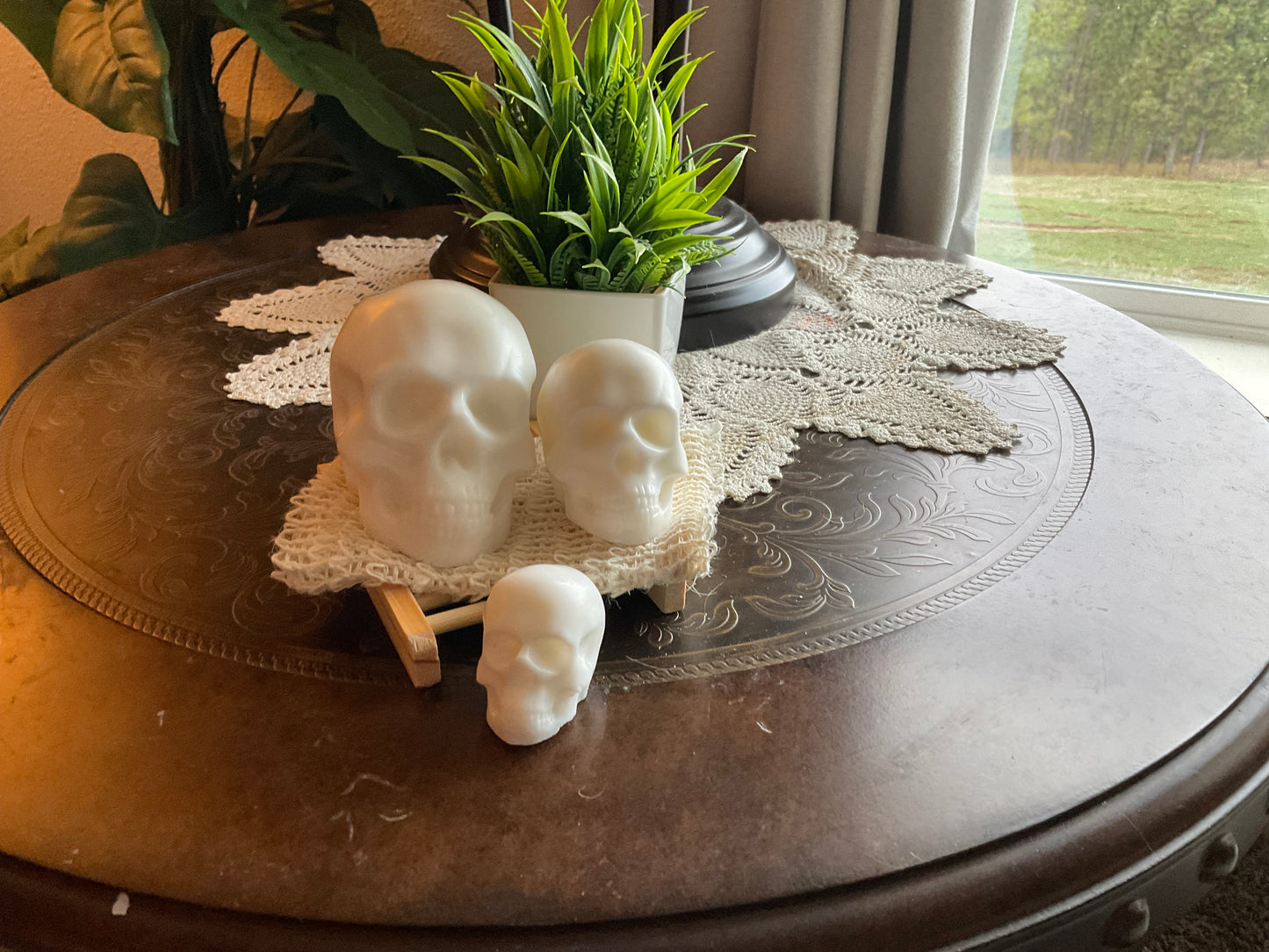 Goat Milk Skull Soap Set – Leather, Vanilla & Sandalwood Bars (Includes Bonus Mini)