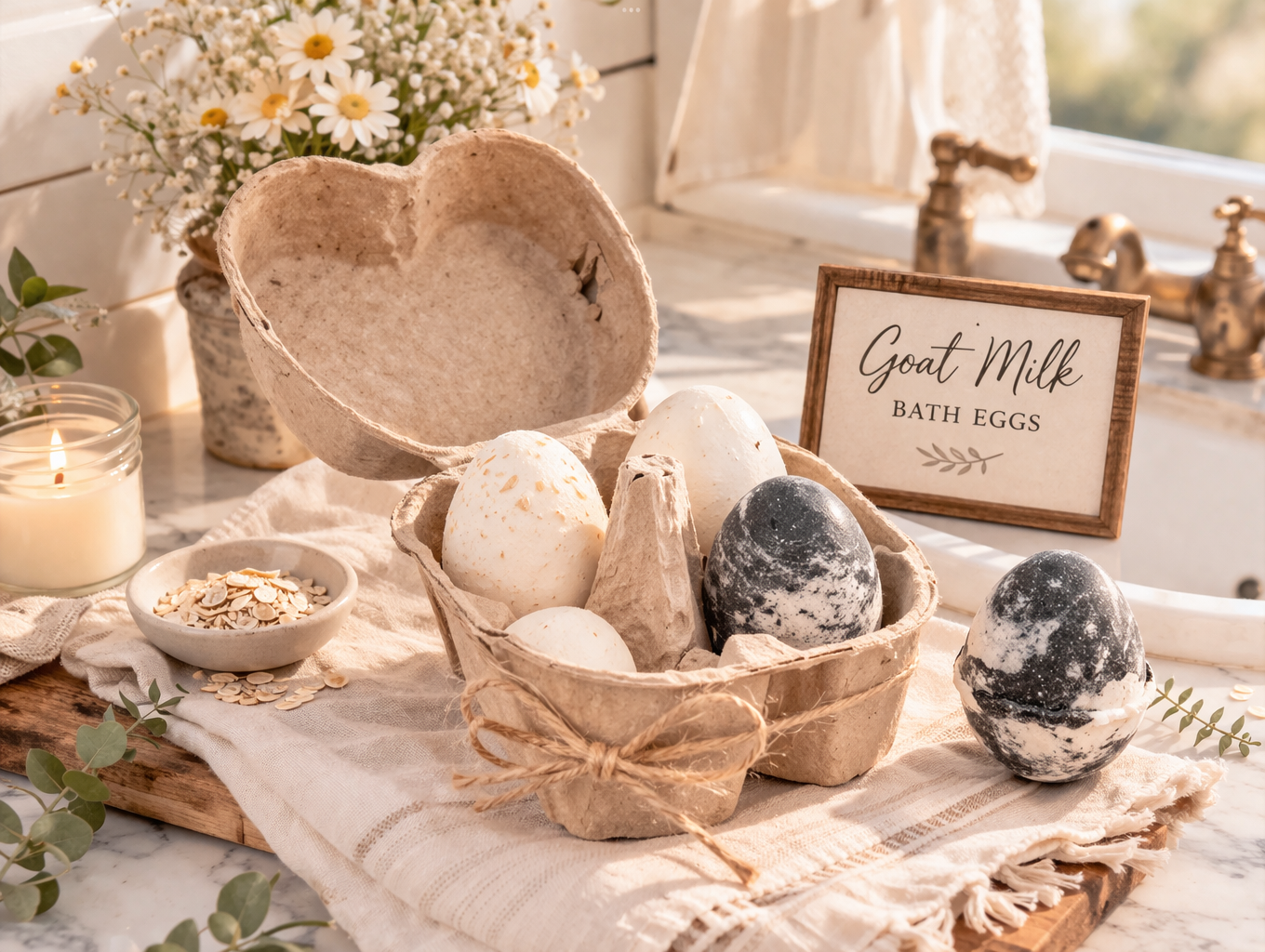 Goat Milk Egg Soap Set – Vanilla Handmade Egg-Shaped Bars (Choose 3 or 4, Farmhouse Gift)