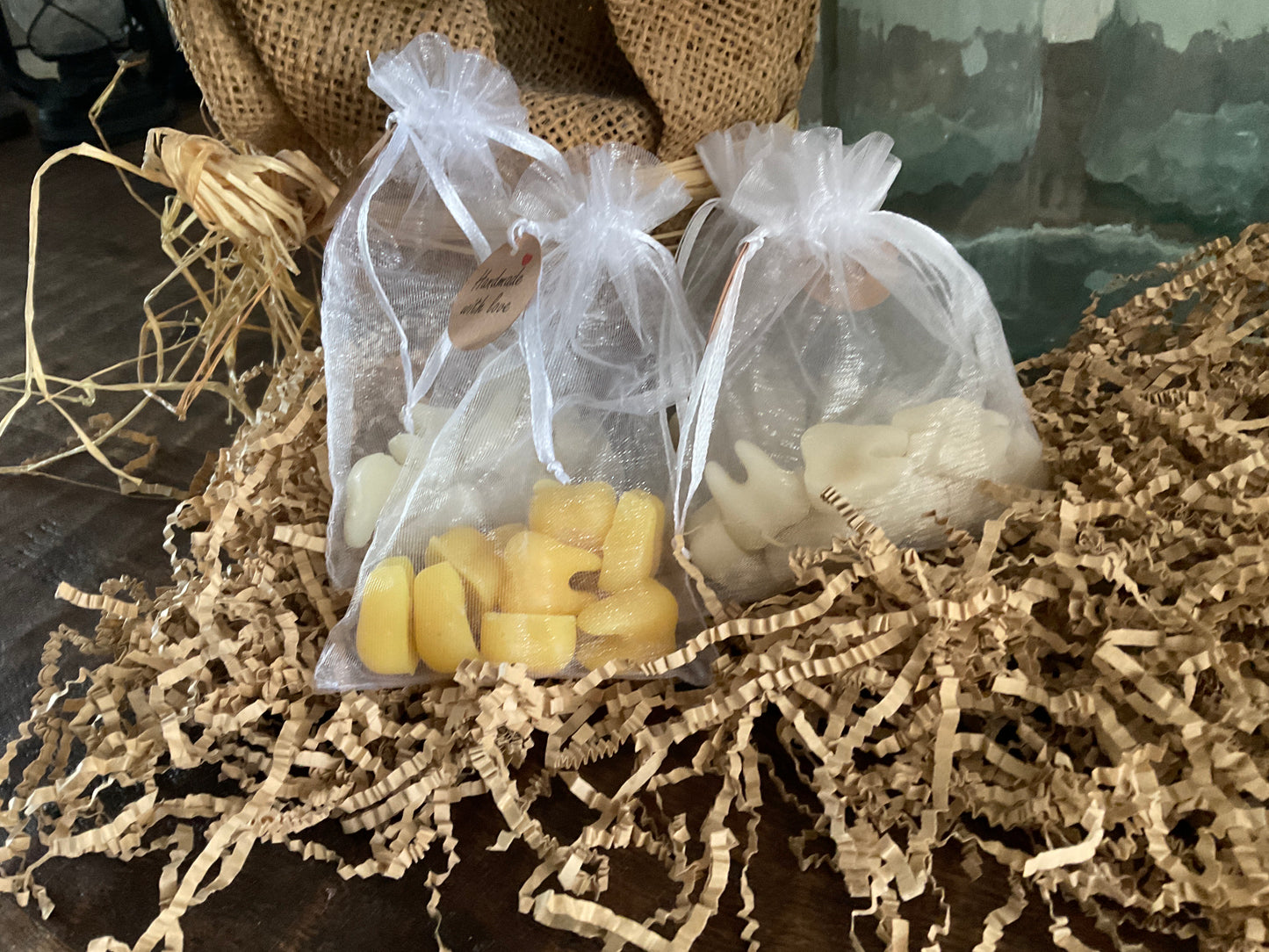 Mini Beeswax Tooth Melts – 10 Count Dental Wax Melt Set | White, Yellow or Black Handmade Gift