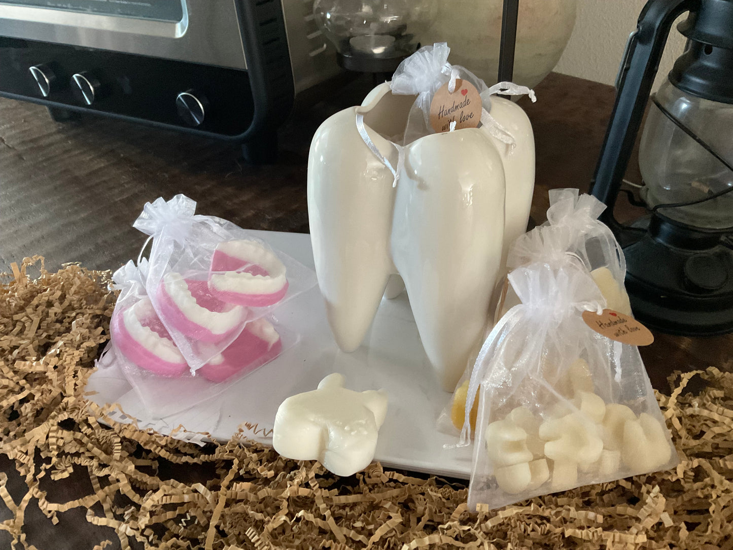 Dental Graduation Gift Box – Handmade Dentist Gift Set with Tooth Bath Bomb, Peppermint Denture Soaps & Beeswax Melts