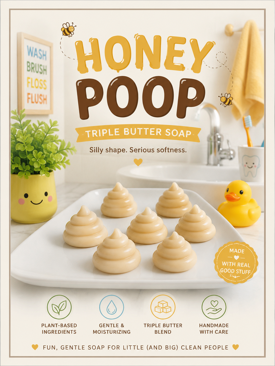 Little Stinkers Soap – Kids' Skunk-Shaped Triple Butter Bar (Fun Bath Toy Gift)