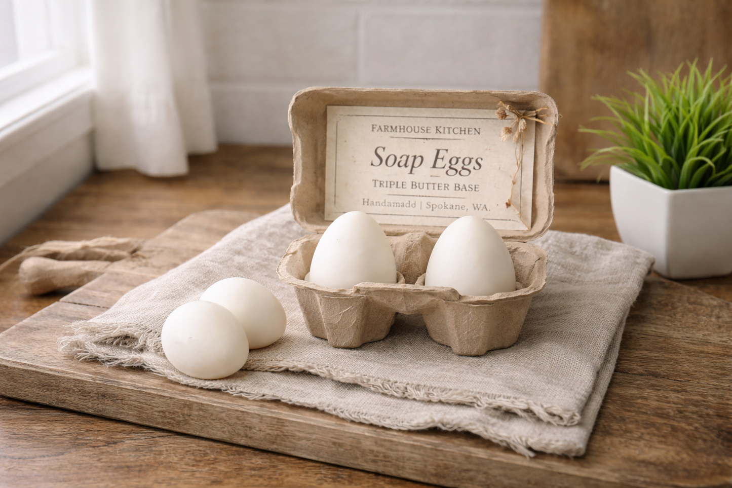 Soap Eggs in Mini Carton – Handmade Triple Butter Egg Soap Set (Farmhouse Gift)