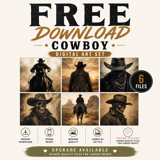 FREE Western Cowboy Art Set (6 Prints) | Rustic Ranch Decor | Digital Download