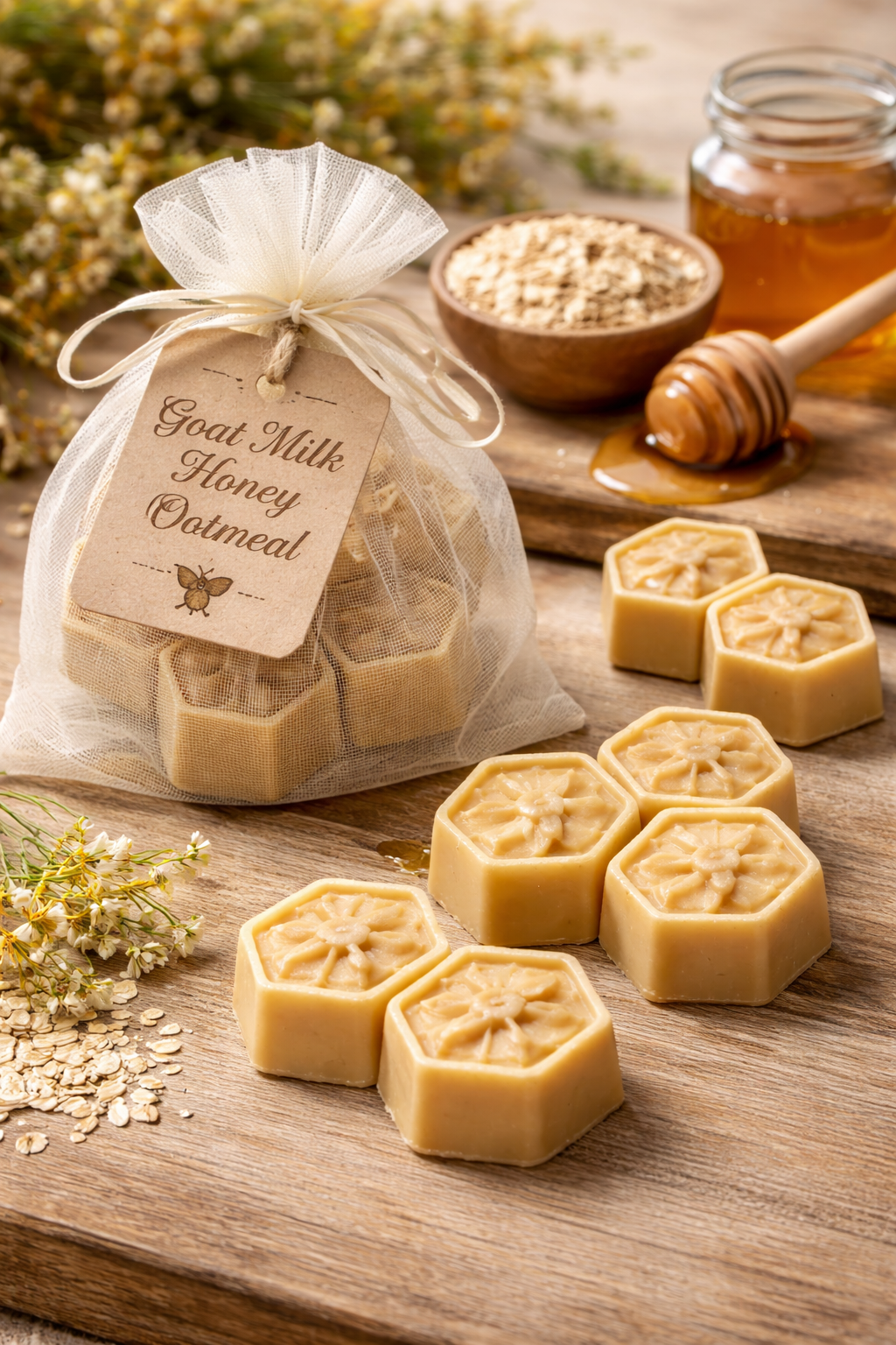 Mini Goat Milk Honey Oat Soap – Colloidal Oatmeal Soap Bars for Sensitive Skin (Sets of 3 or 27)