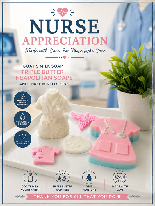 Nurse Appreciation Gift Set – Goat Milk & Triple Butter Soap Collection | Bonus mini lotions