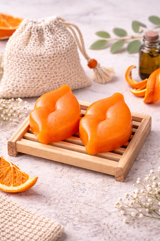 Orange Lip Soap Set – Lip-Shaped Handmade Soap Bars (Set of 2, Novelty Gift)