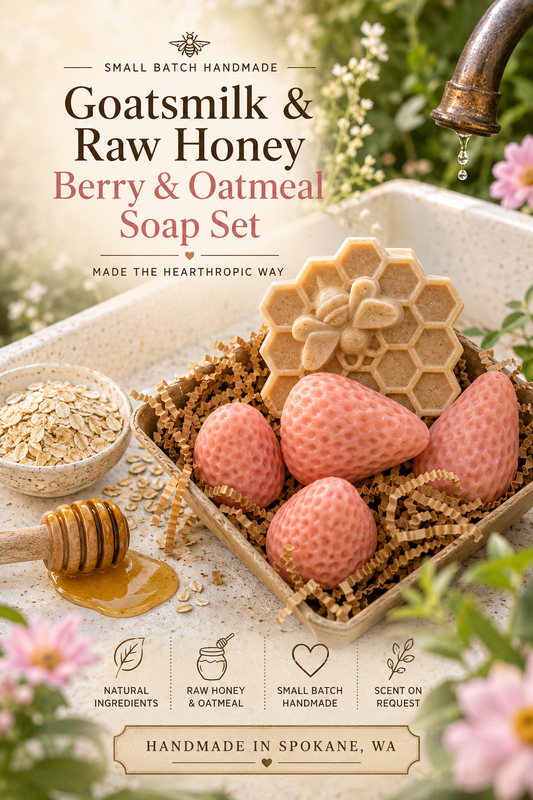 Goatsmilk & Raw Honey Soap Set – Triple Butter Oatmeal Bars with Essential Oil Option | Small Batch Handmade