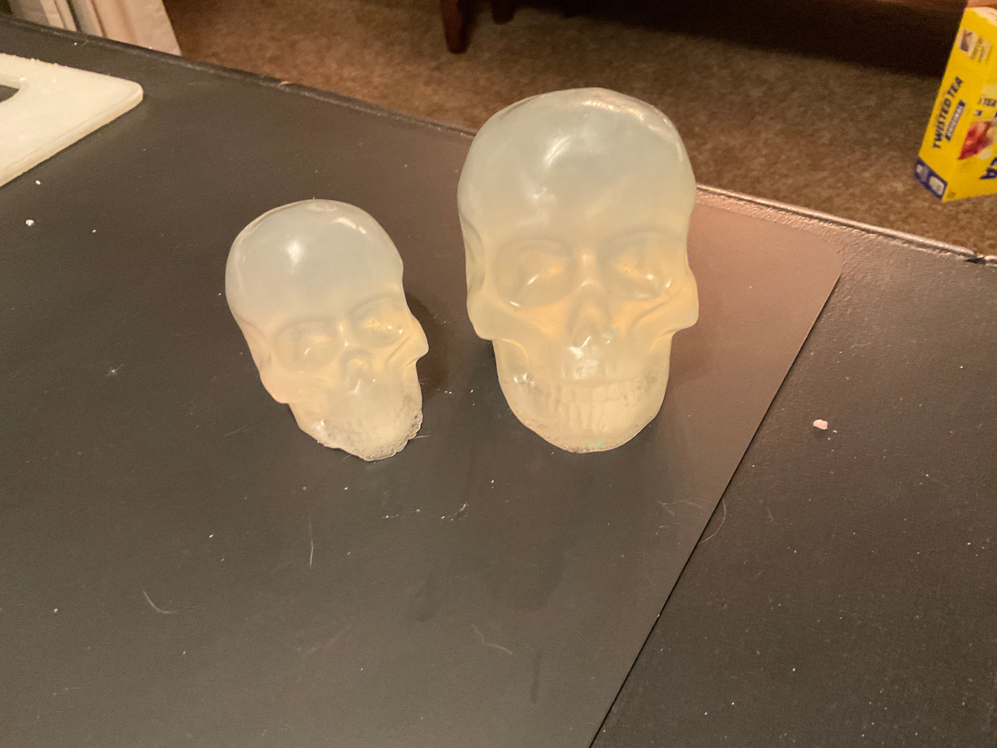 Crystal Skull Soap Set – Clear Leather-Scented Handmade Bars (Set of 2, Gothic Gift)