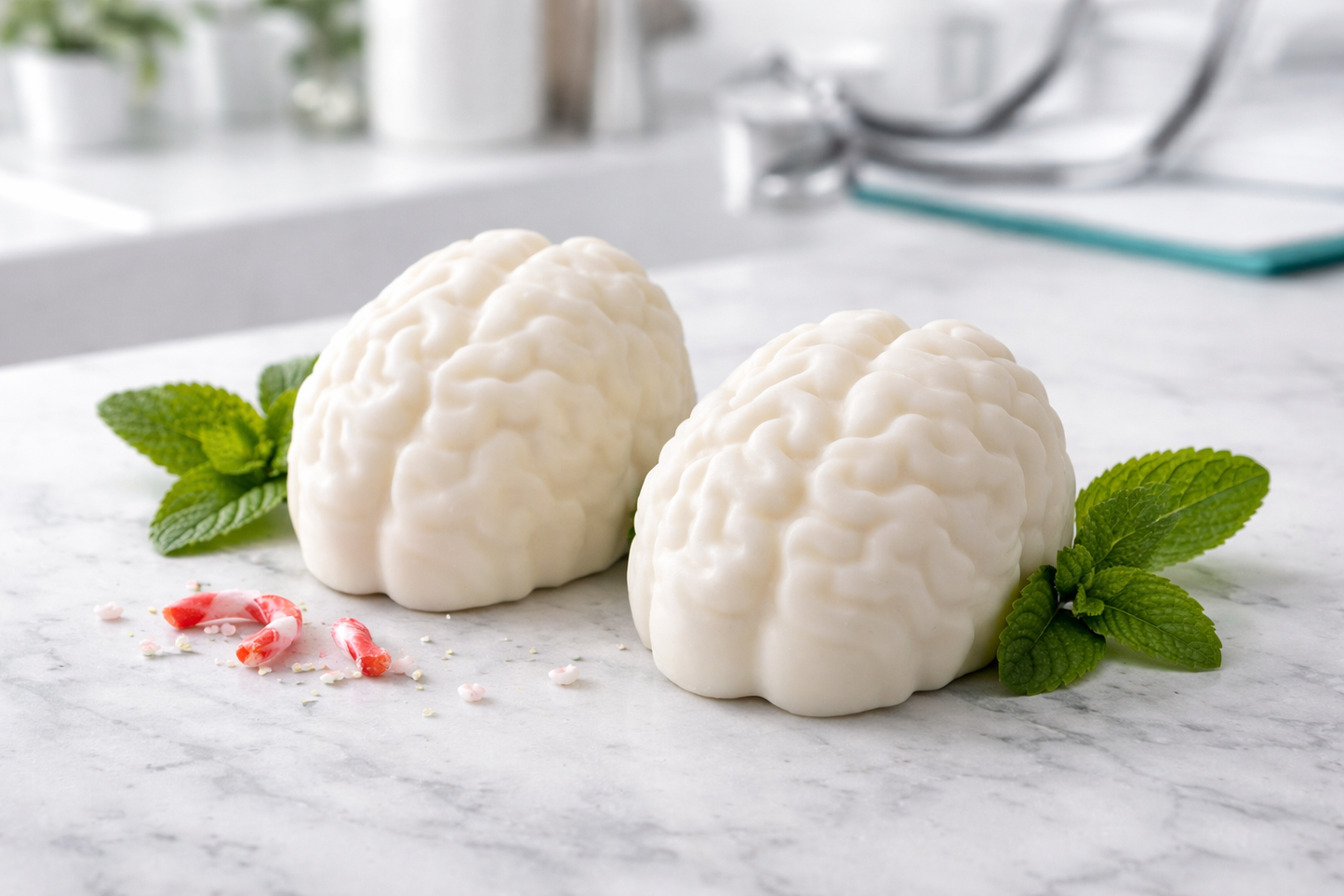 Peppermint Goat Milk Brain Soap Set – Brain-Shaped Handmade Bars (2-Pack Novelty Gift)