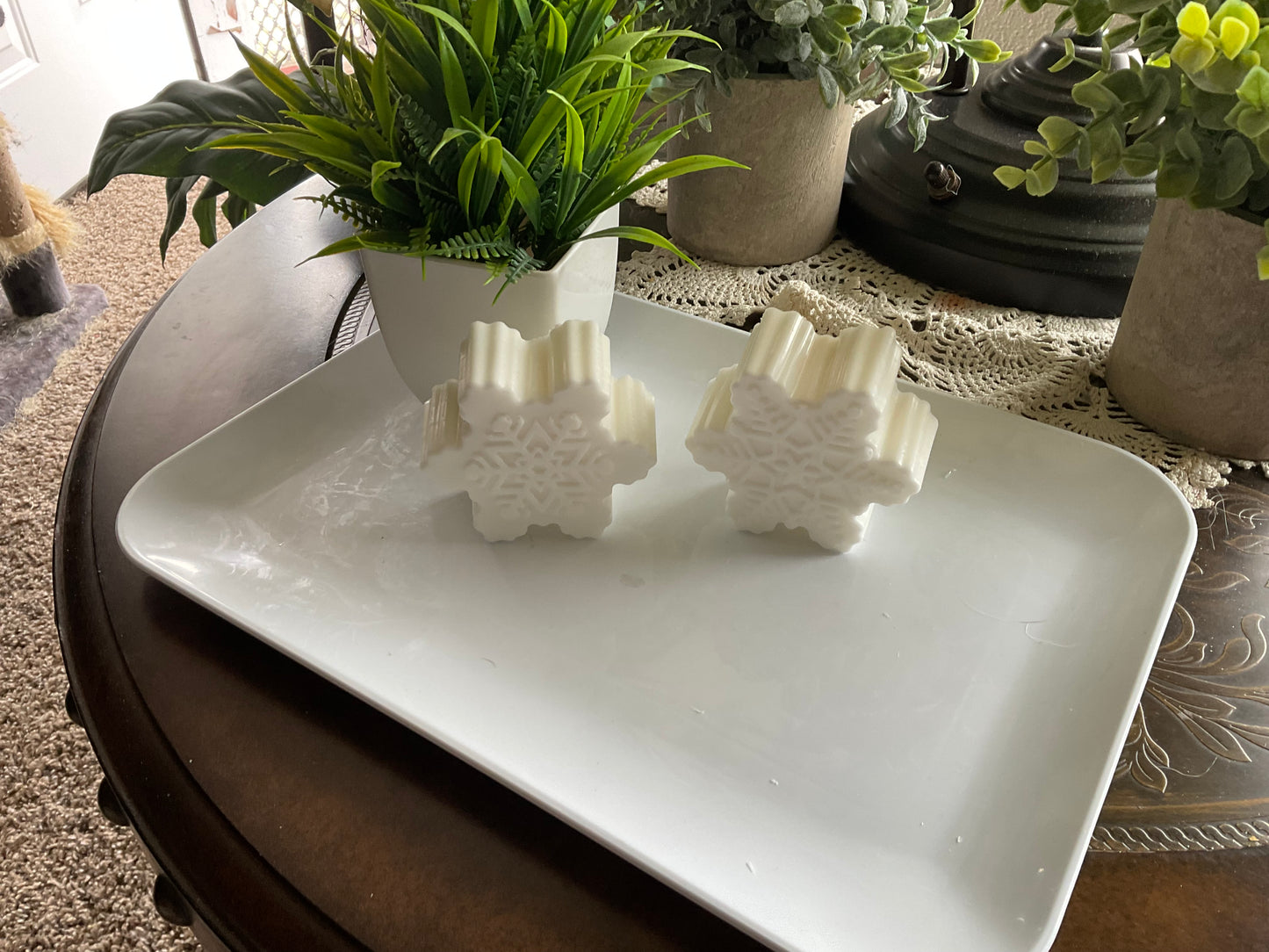 Winter Snowflake Soap Set – Handmade Triple Butter Bars (Seasonal Gift)