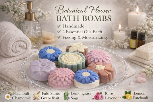 Handmade Botanical Flower Bath Bombs | Essential Oil Aromatherapy Spa Gift