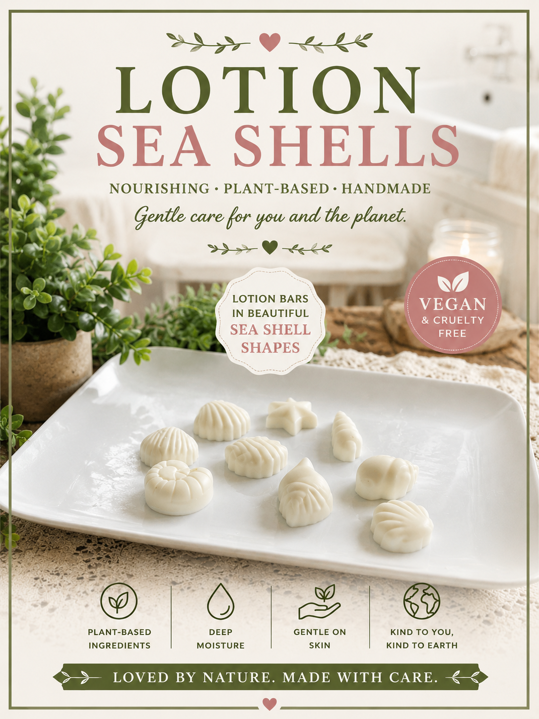 Lotion Sea Shells – Seashell-Shaped Solid Lotion Bars (Triple Butter Moisturizer)