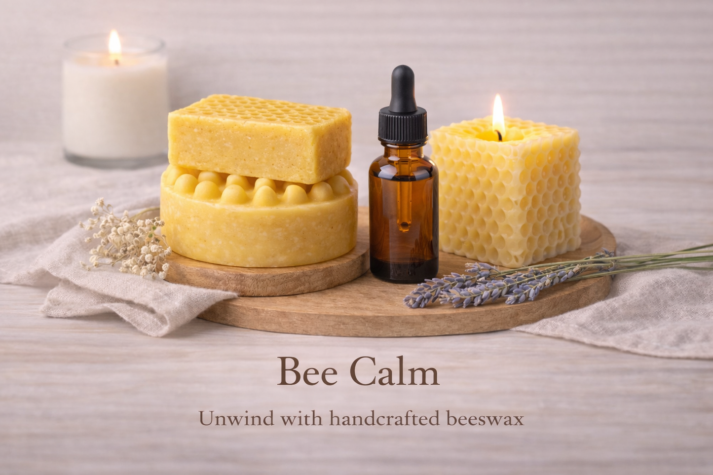 Bee Calm Unwind Set | Handmade Soap & Beeswax Candle Gift Set | Natural Self Care Gift | Small Batch USA