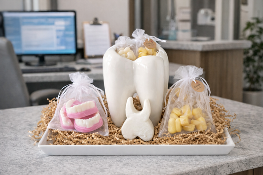 Dental Graduation Gift Box – Handmade Dentist Gift Set with Tooth Bath Bomb, Peppermint Denture Soaps & Beeswax Melts