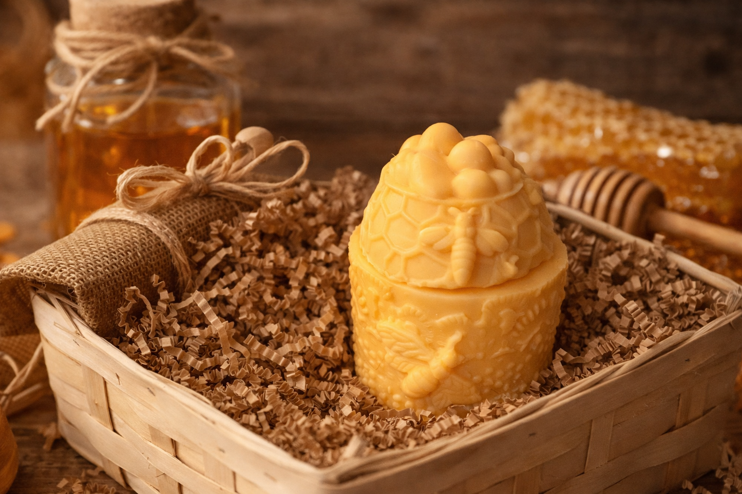 Honey Bee Goat Milk Soap Set – Honeycomb-Shaped Bars with Honey & Essential Oil (2-Piece)