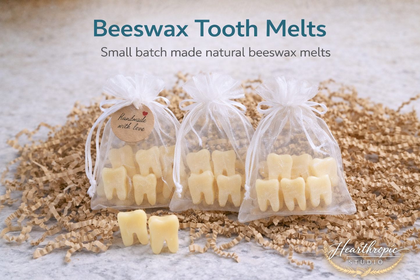 Mini Beeswax Tooth Melts – 10 Count Dental Wax Melt Set | White, Yellow or Black Handmade Gift