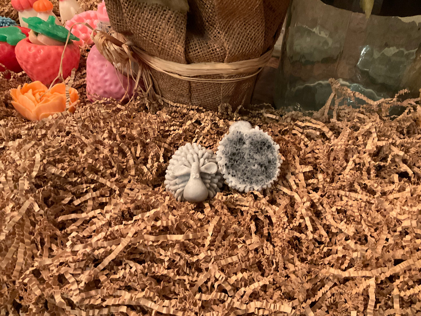 Sheep Soap Set – Charcoal & Leather-Scented Handmade Bars (2-Pack Novelty Gift)