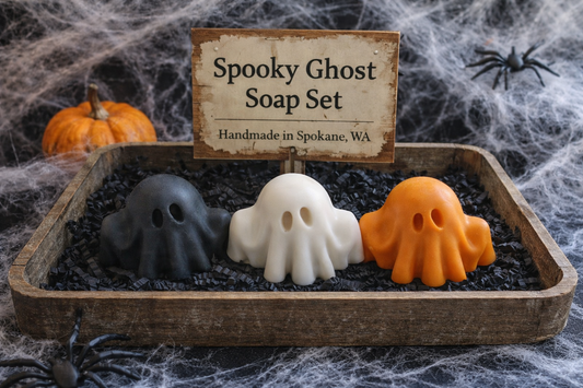 Boo, Wash, Repeat – Spooky Ghost Soap Set (3+ Pieces, Pumpkin Spice or Unscented) | Handmade in Spokane, WA