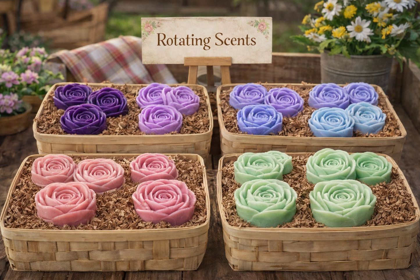 Goat Milk Rose Soap Set – Handmade Floral Bars (4, 6 or 8-Pack, Rotating Scents)