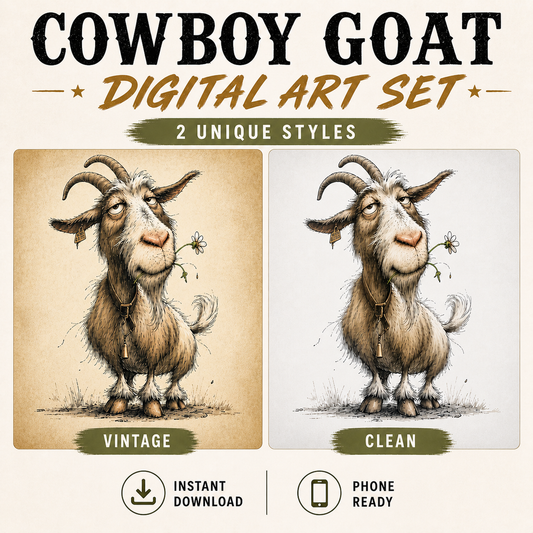 Cottagecore Goat Art Set | Vintage + Clean Styles | Digital Download