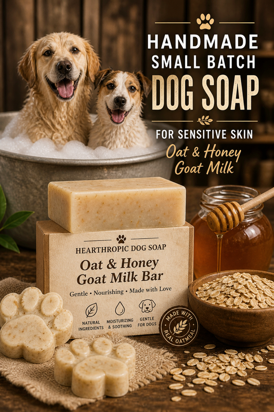 Dog Soap for Sensitive Skin – Oat & Honey Goat Milk Bar, Handmade Small Batch Pet Soap