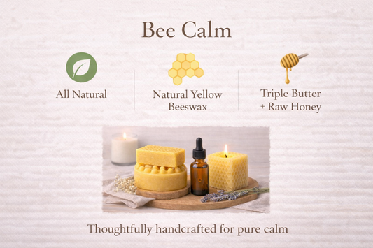 Bee Calm Unwind Set | Handmade Soap & Beeswax Candle Gift Set | Natural Self Care Gift | Small Batch USA