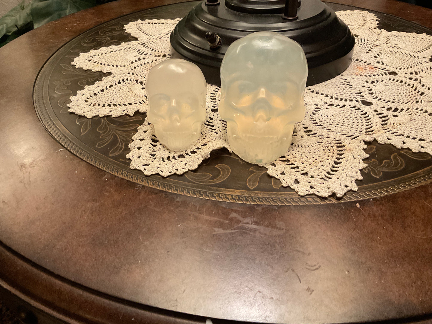 Crystal Skull Soap Set – Clear Leather-Scented Handmade Bars (Set of 2, Gothic Gift)