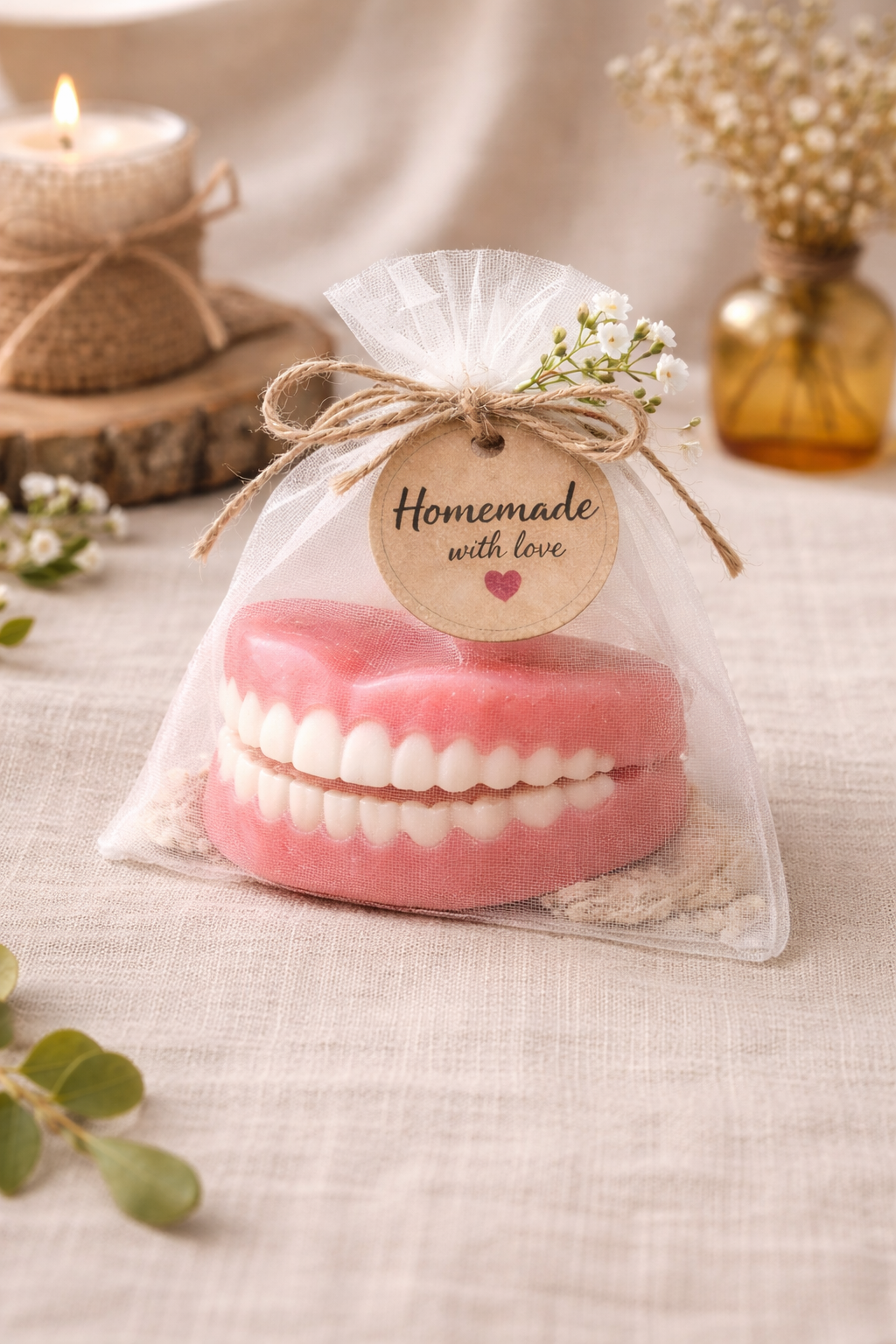 Cinnamon Goat’s Milk Denture Soap – Handmade Novelty Gift (One Pair)