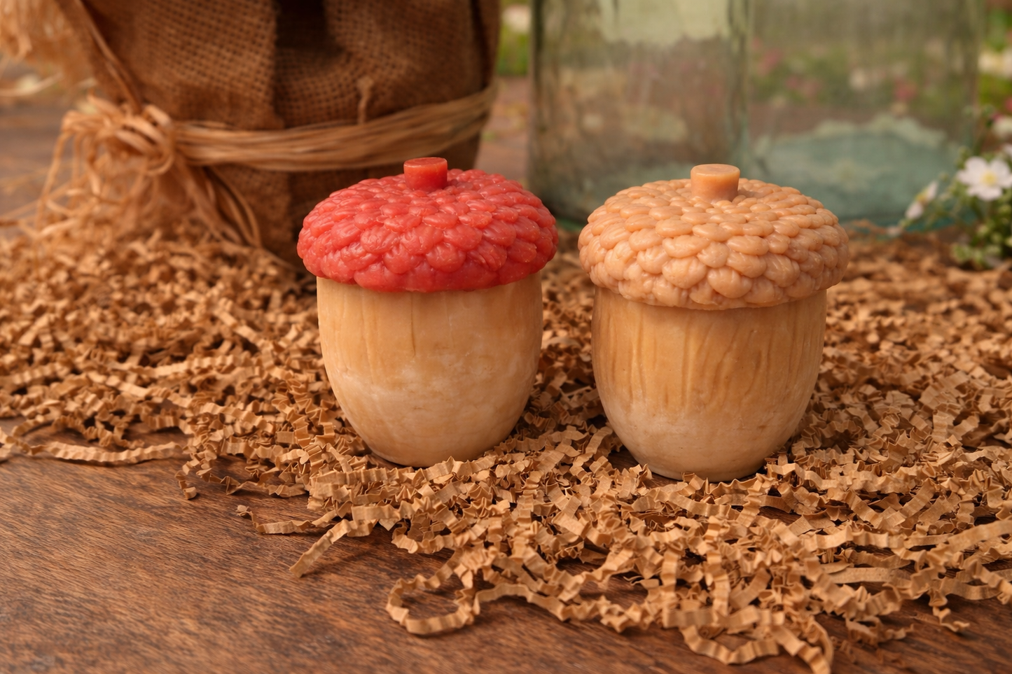 Acorn Goat Milk Soap Set – Handmade Acorn-Shaped Bars (Sandalwood, Cedar or Woodland, Set of 2)