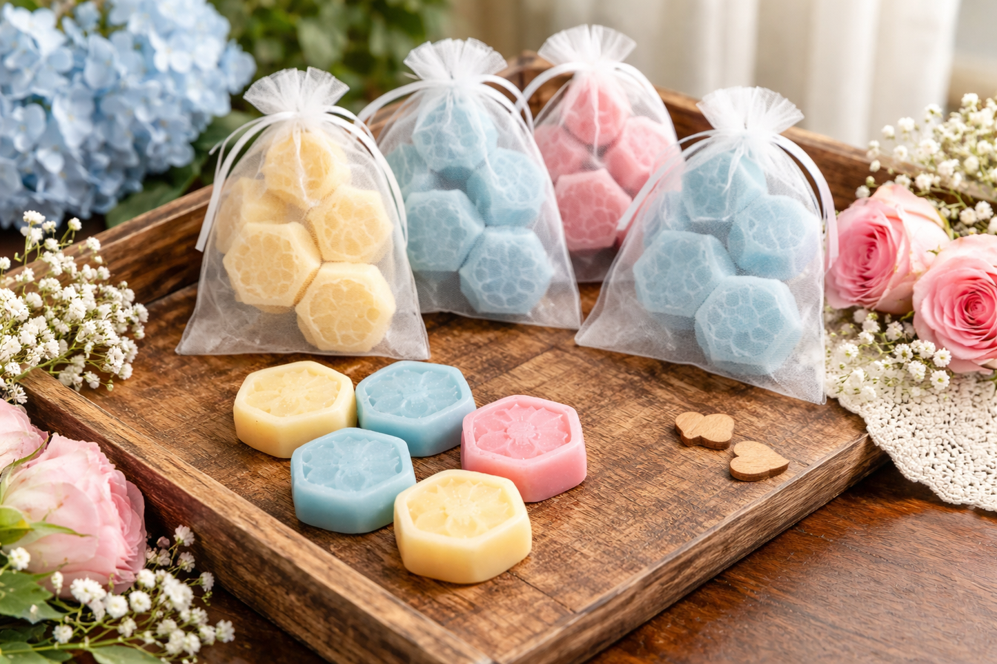 Honeycomb Beeswax Wax Melts – Bulk Baby Shower Favors (Unscented Natural Sets)