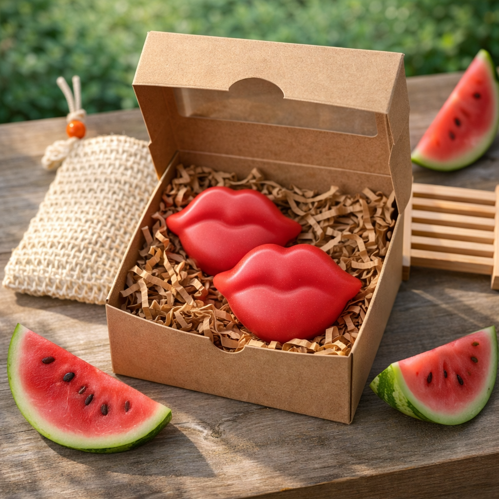 Watermelon Lip Soap Set – Lip-Shaped Handmade Soap Bars (Set of 2, Novelty Gift)