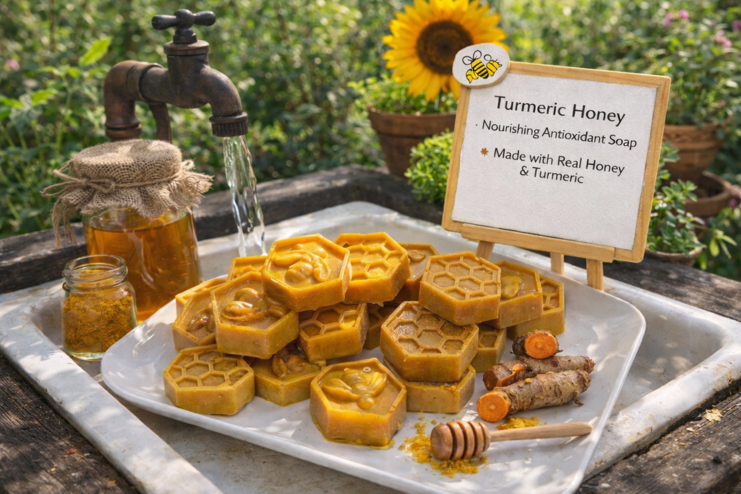 Turmeric & Honey Soap Bar – Handmade Brightening Face & Body Soap
