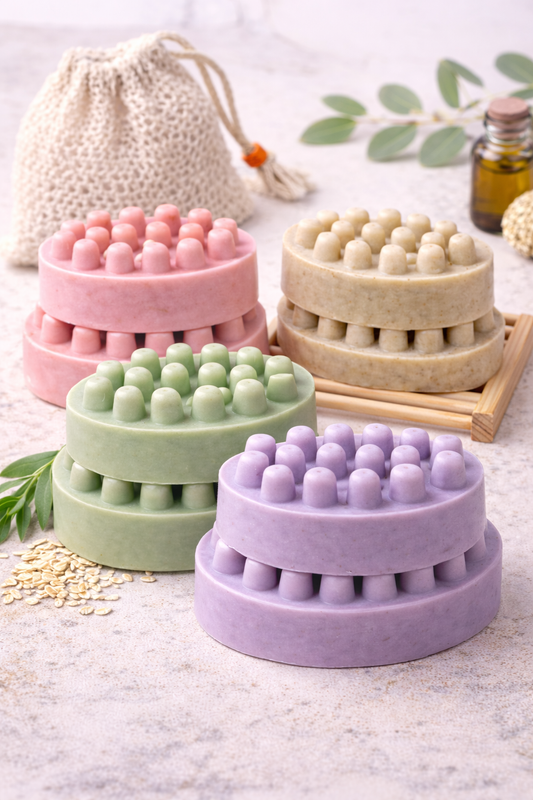 Goat Milk Massage Soap Bars (Pack of 2) – Handmade Exfoliating Body Bars | Assorted Scents & Colors