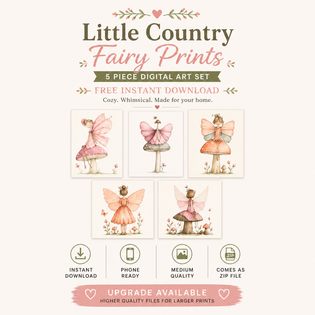 Little Country Fairies | Cottagecore Printable Wall Art