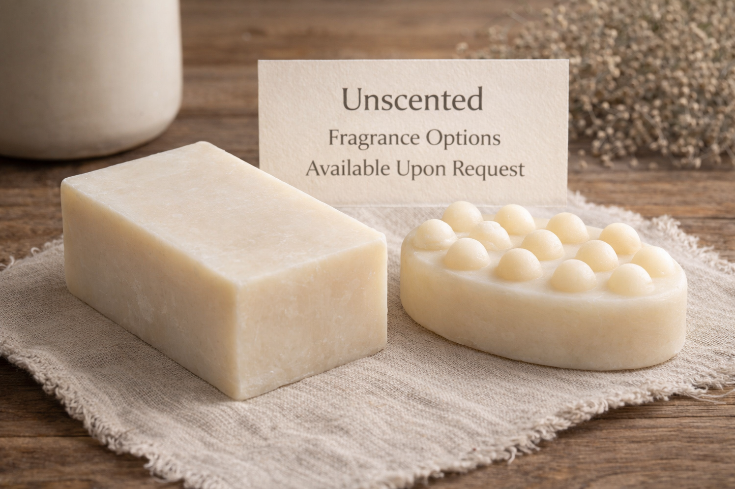 Tallow Soap Gift Set – Unscented Natural Bars with Bamboo Rack & Bag (Set of 2)