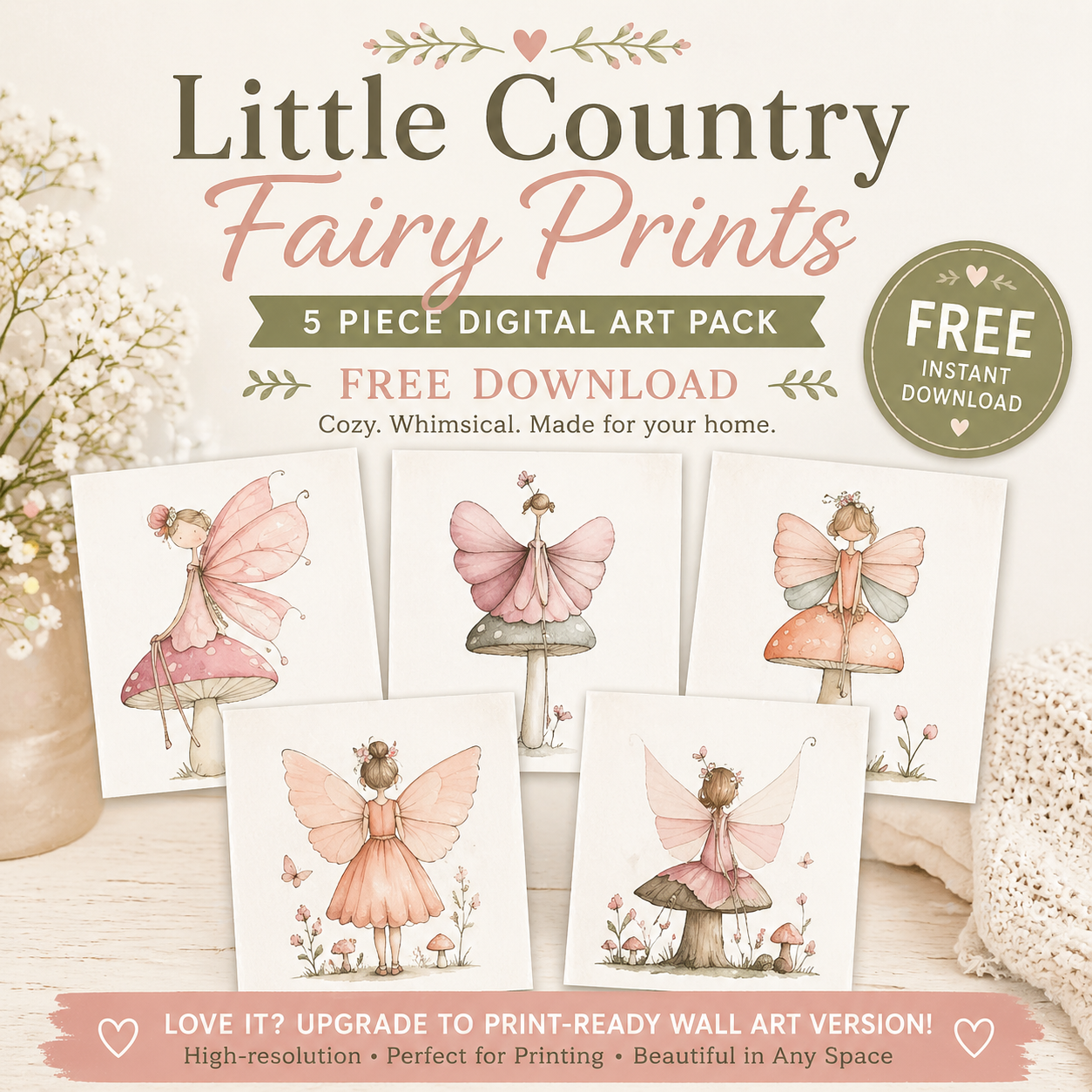 Little Country Fairies | Cottagecore Printable Wall Art