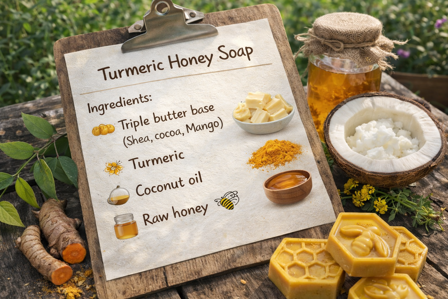 Turmeric & Honey Soap Bar – Handmade Brightening Face & Body Soap