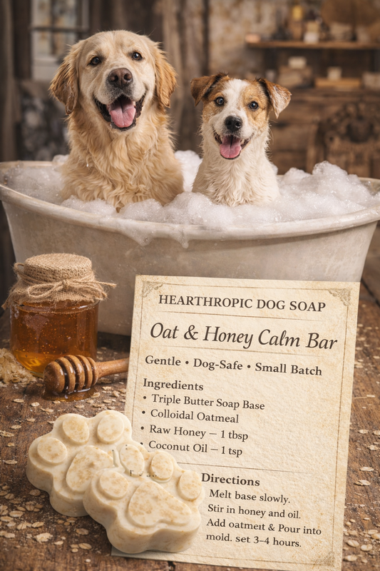 Dog Soap for Sensitive Skin – Oat & Honey Goat Milk Bar, Handmade Small Batch Pet Soap
