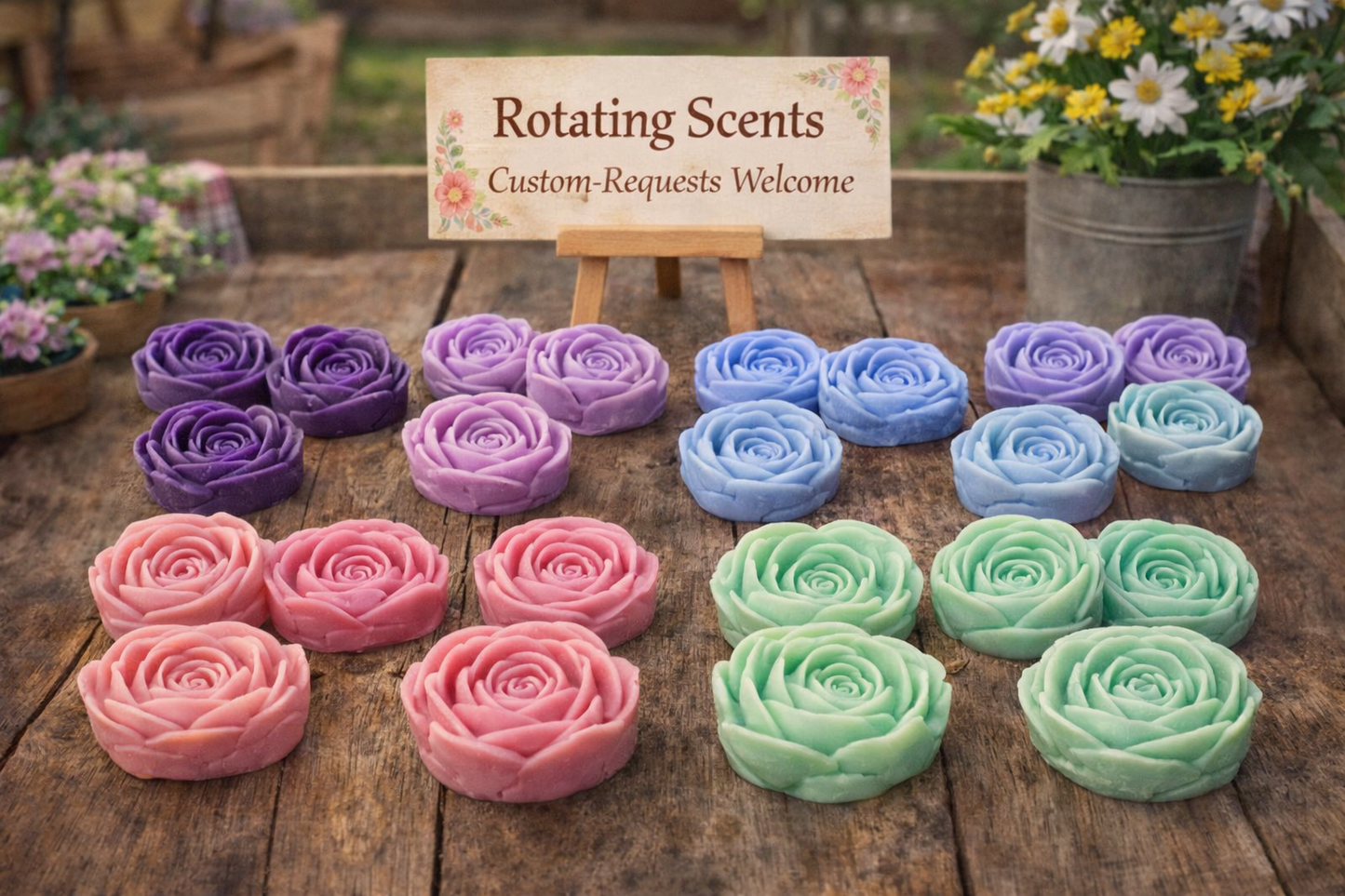 Goat Milk Rose Soap Set – Handmade Floral Bars (4, 6 or 8-Pack, Rotating Scents)