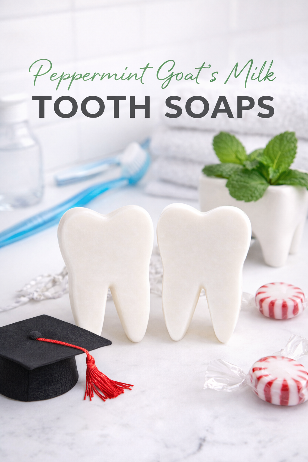 Peppermint Goat’s Milk Tooth Soaps – Handmade Dental Graduation Gift for Dentists & Hygienists
