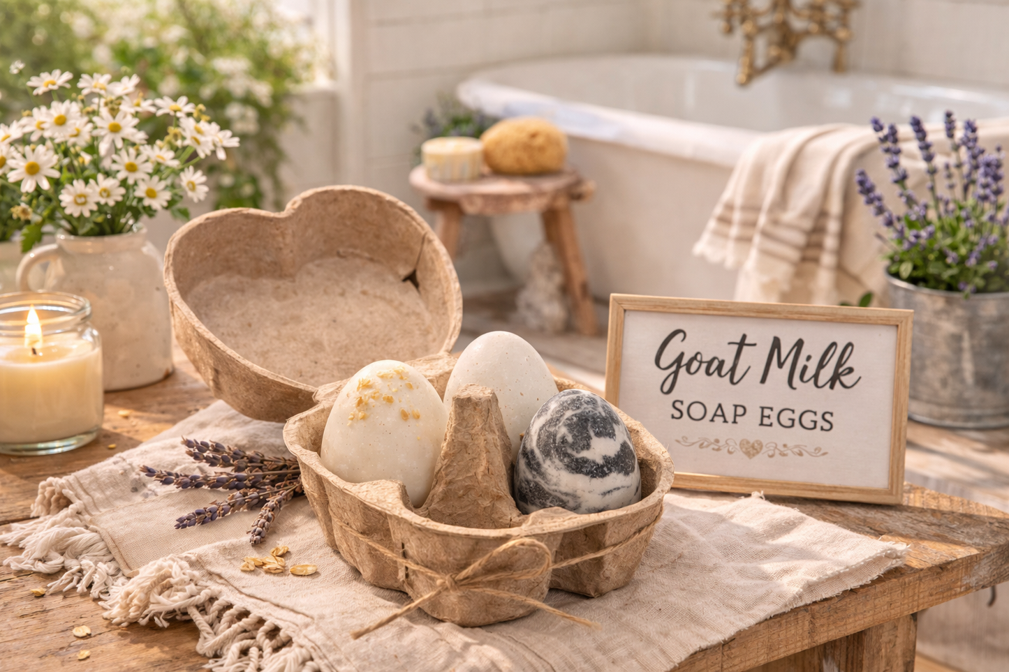 Goat Milk Egg Soap Set – Vanilla Handmade Egg-Shaped Bars (Choose 3 or 4, Farmhouse Gift)