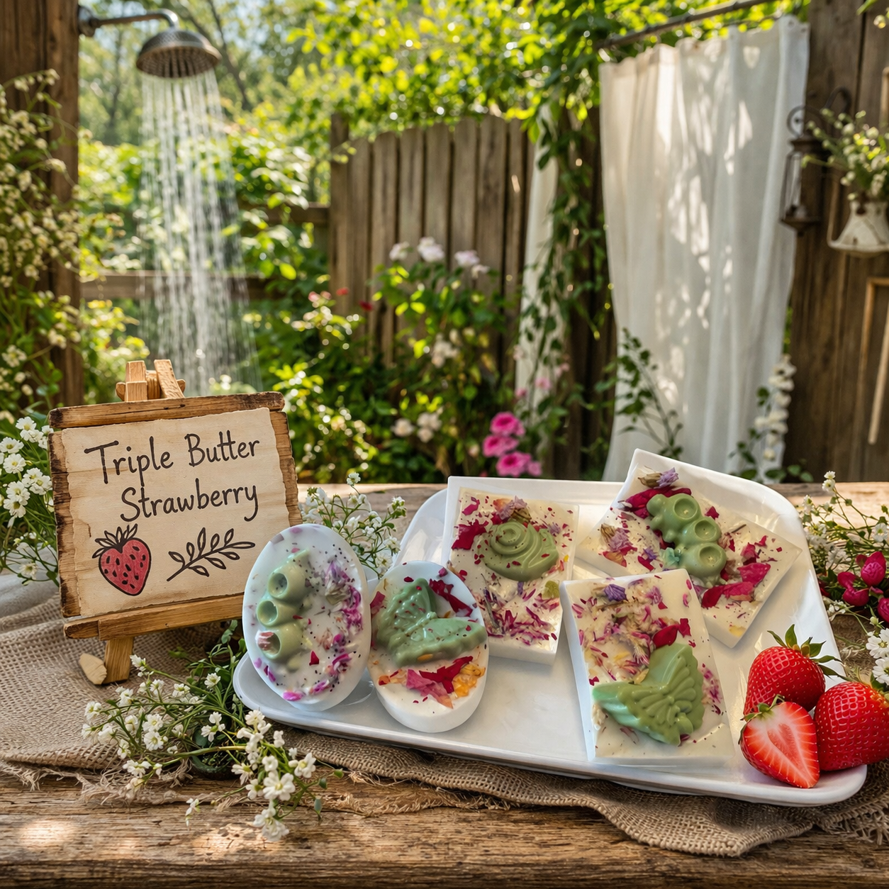Strawberry Wildflower Soap Bar – Handmade Natural Triple Butter Soap