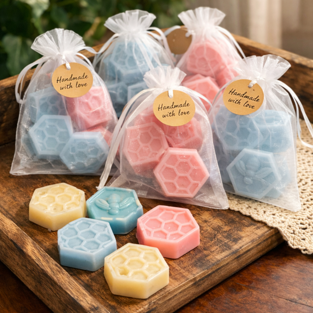 Honeycomb Beeswax Wax Melts – Bulk Baby Shower Favors (Unscented Natural Sets)