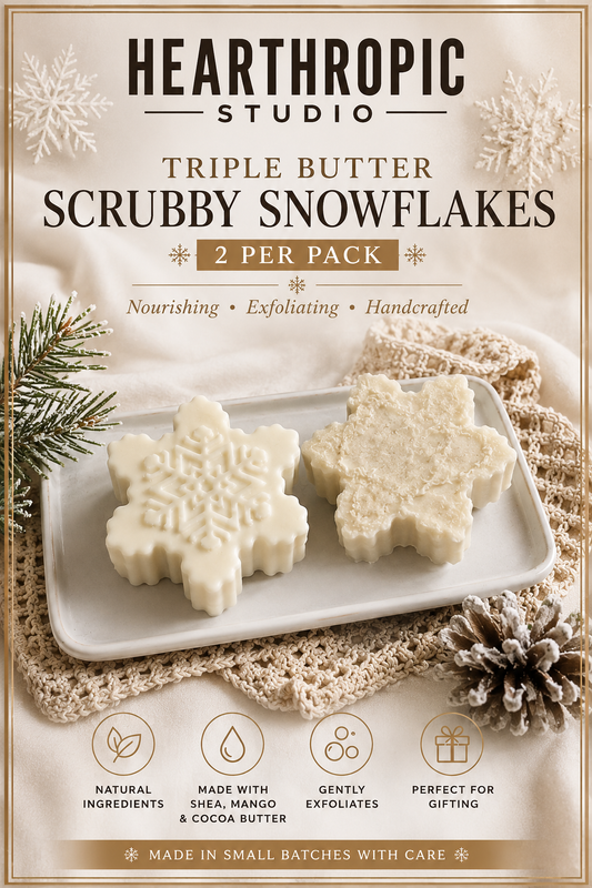 Winter Snowflake Soap Set – Handmade Triple Butter Bars (Seasonal Gift)