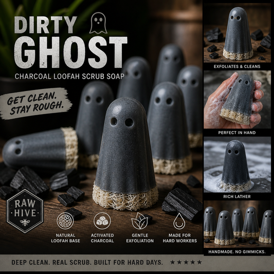 Dirty Ghost – Charcoal Loofah Scrub Soap | Deep Clean Exfoliating Bar | Handmade in Washington